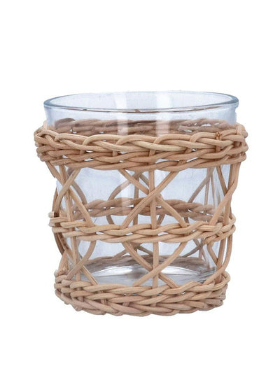 Cotswold Company Glass and rattan tealight holder at Collagerie