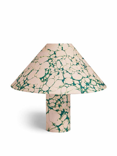 The Design Yard Marble linen cane table lamp at Collagerie