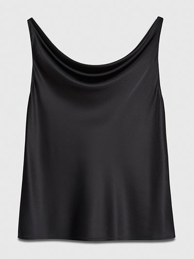 The Fold Fairfield black silk satin cami top at Collagerie