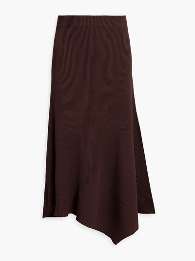 A.L.C. Chocolate ribbed-knit maxi skirt at Collagerie