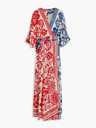 Farm Rio Printed crepe maxi wrap dress at Collagerie