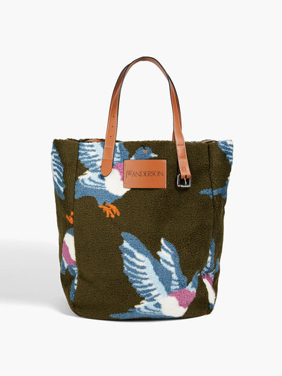 Jw Anderson Printed faux shearling tote at Collagerie