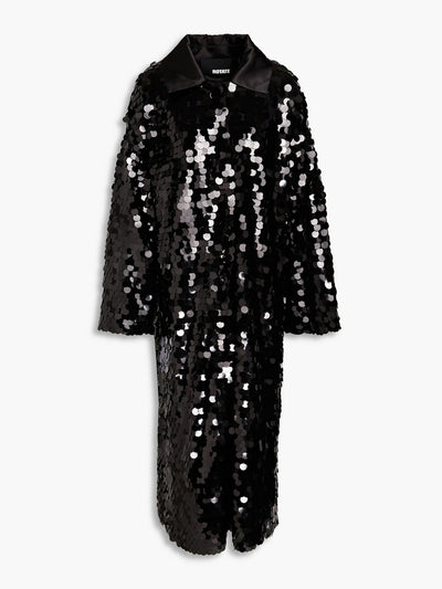 Rotate Birger Christensen Sequined mesh coat at Collagerie