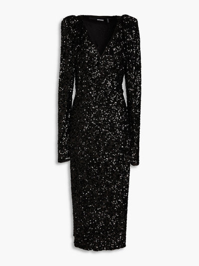 Rotate Birger Christensen Sequined tulle midi wrap dress at Collagerie