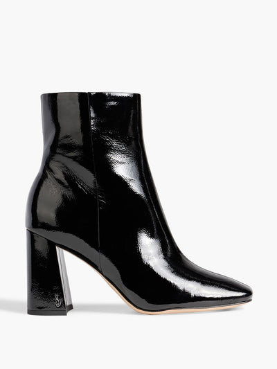 Sam Edelman Black faux patent-leather ankle boots at Collagerie