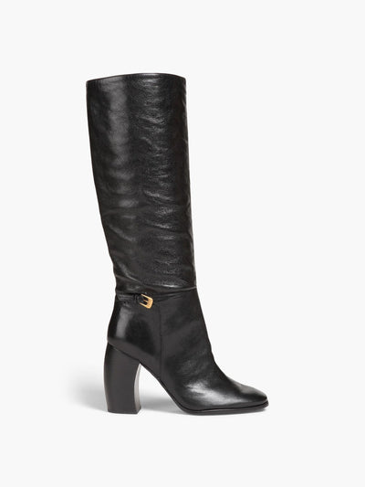 Tory Burch Buckled black pebbled-leather boots at Collagerie