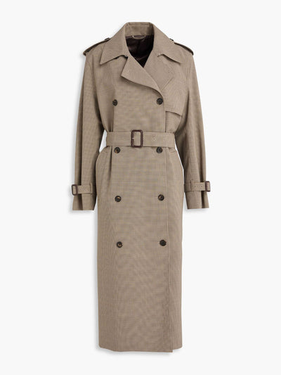 Totême Houndstooth tweed trench coat at Collagerie