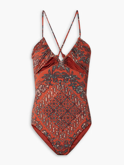 Ulla Johnson Akami cutout printed swimsuit at Collagerie