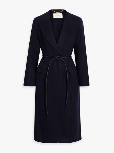 Zimmermann Belted navy wool-felt coat at Collagerie