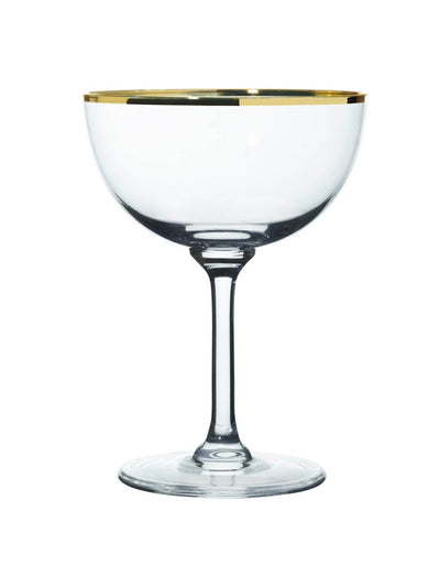The Vintage List Crystal champagne saucers with gold rim (set of 6) at Collagerie