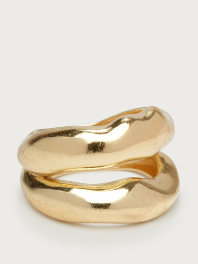 The White Company Gold plated molten stacked ring at Collagerie
