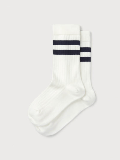 The White Company Organic cotton ribbed stripe socks at Collagerie