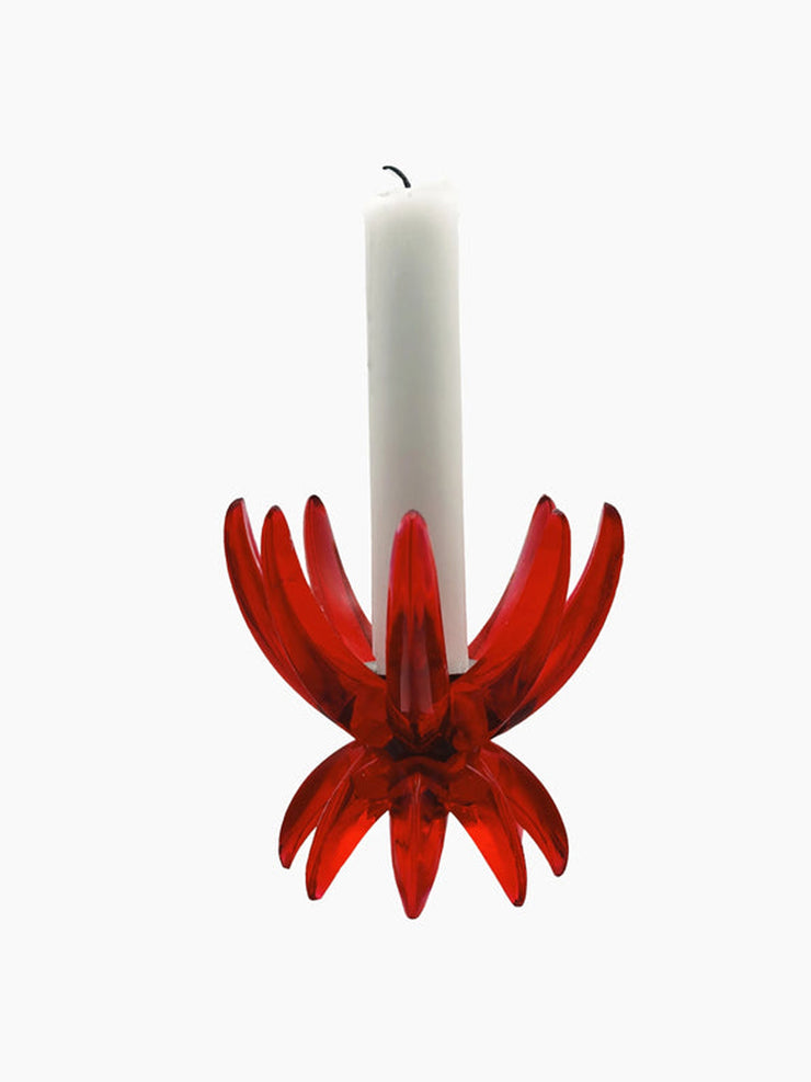 Red Lucite candlestick holder Interiors Eclectiquette    - Collagerie