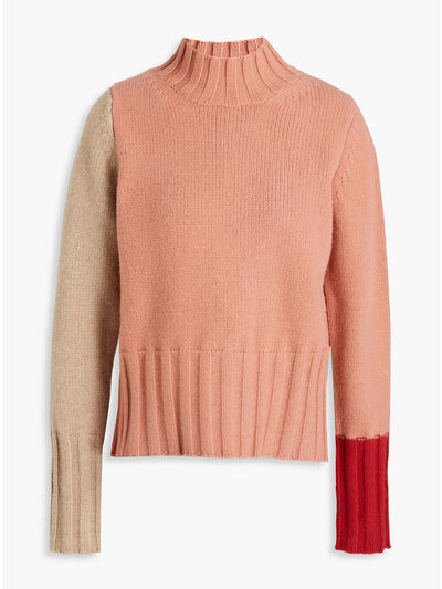 Chinti & Parker Color-block ribbed wool and cashmere-blend turtleneck sweater at Collagerie