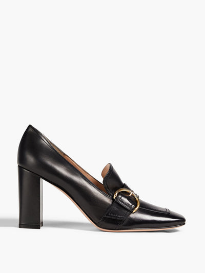 Gianvito Rossi Buckle-embellished black leather pumps at Collagerie