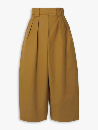 Khaite Tino cropped pleated cotton wide-leg pants at Collagerie