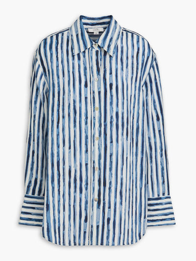 Vince Striped Tencel™-blend shirt at Collagerie