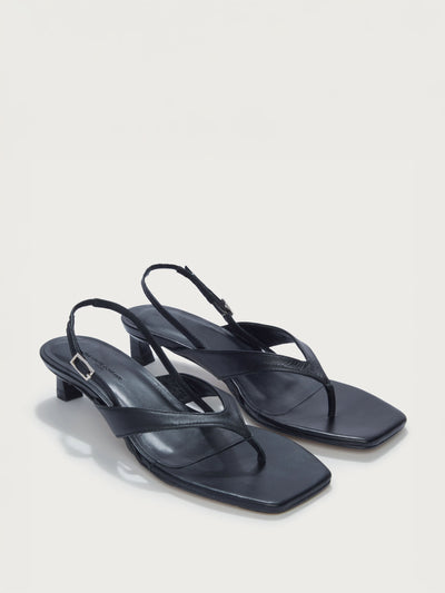 The White Company Leather kitten heel toe post sandals at Collagerie