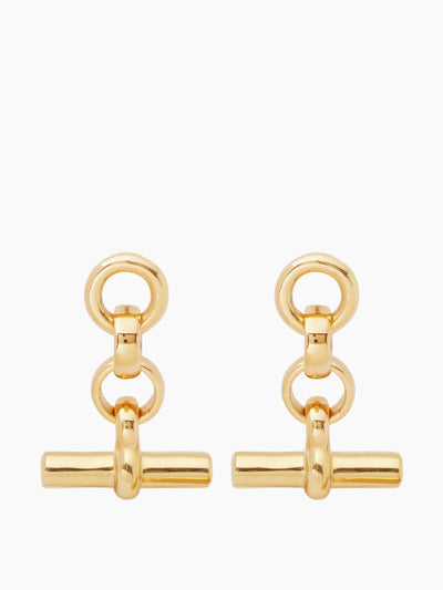 Tilly Sveaas Gold T-bar drop earrings at Collagerie