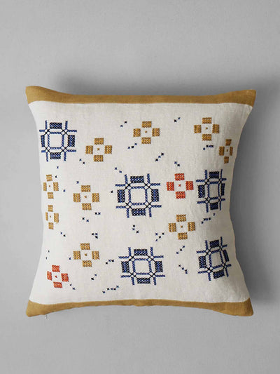 Toast Cross stitch linen cushion cover at Collagerie