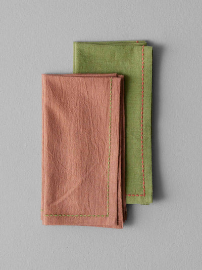 Toast Embroidered cotton linen napkin set at Collagerie