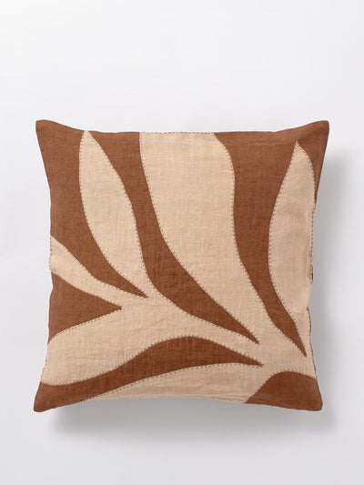 Toast Floral applique cushion cover in Copper/Fallow at Collagerie