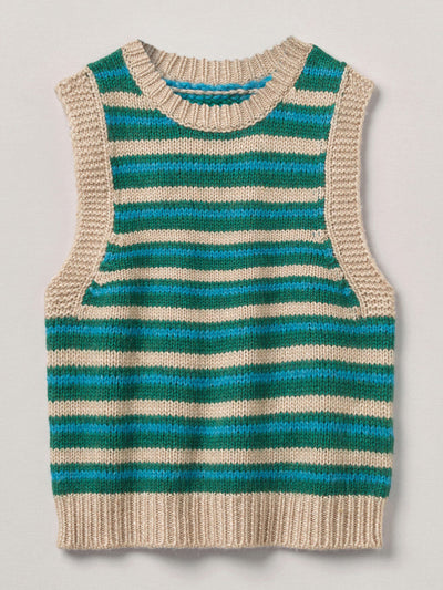 Toast Green stripe merino knitted tank at Collagerie