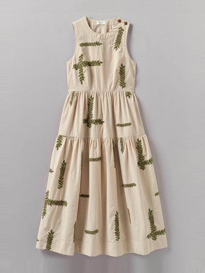 Toast Leaf embroidered stripe poplin dress at Collagerie