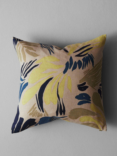 Toast Painterly floral linen cushion cover at Collagerie