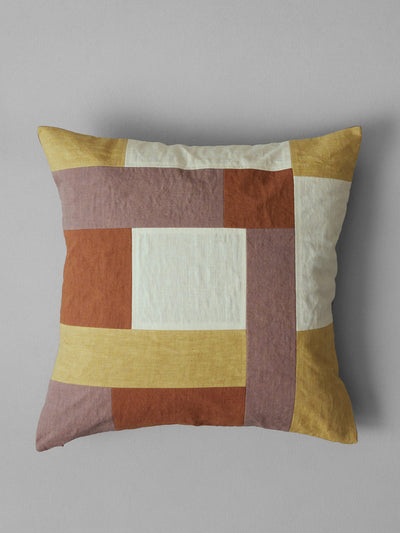 Toast Patchwork linen cushion cover at Collagerie