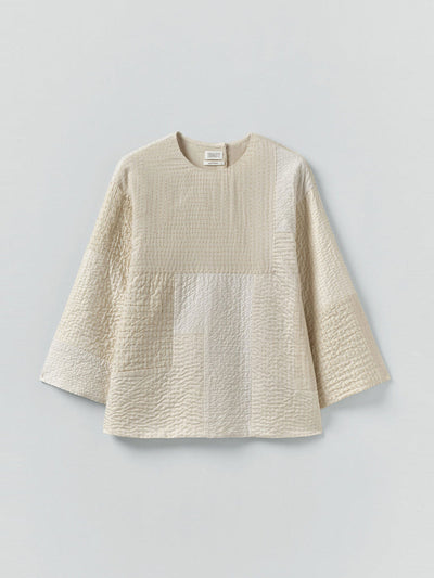 Toast Patchwork kantha stitch cotton silk top at Collagerie
