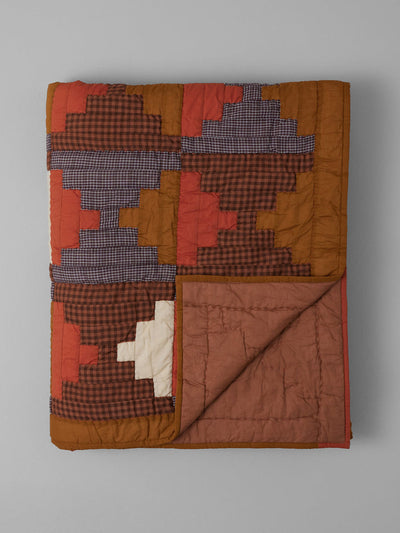 Toast Stacked check patchwork quilt at Collagerie