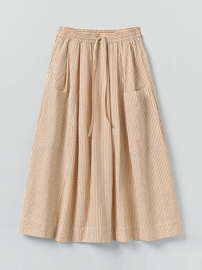 Toast Stripe cotton seersucker patch pocket skirt at Collagerie