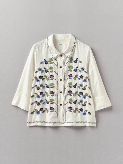 Toast Trailing flower hand embroidered shirt at Collagerie