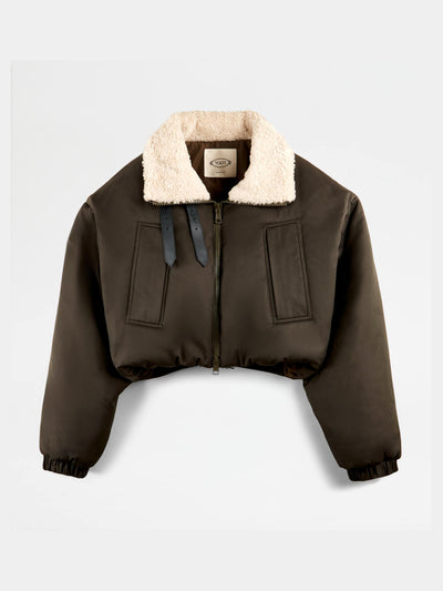 Tods Green cropped bomber jacket at Collagerie