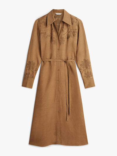 Tommy Hilfiger Floral embroidery midi shirt dress with linen at Collagerie