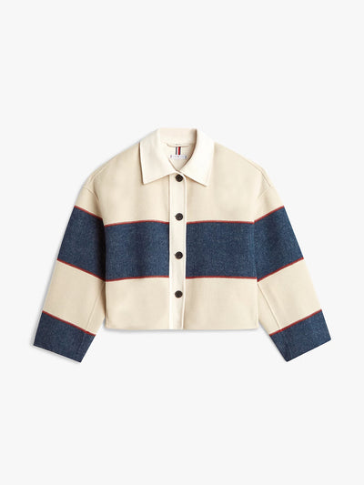 Tommy Hilfiger Oversized wool blend rugby cropped jacket at Collagerie