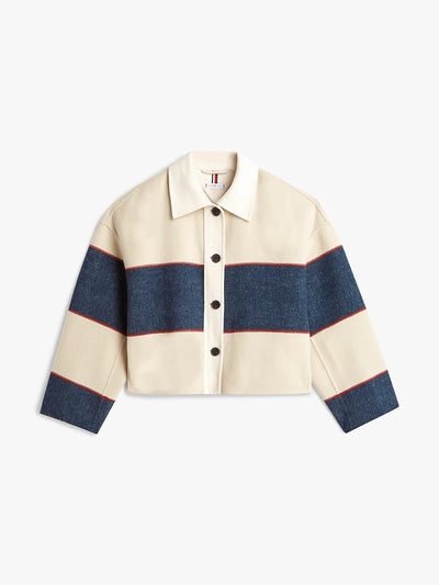 Tommy Hilfiger Oversized wool blend rugby cropped jacket at Collagerie