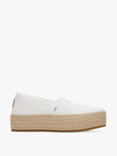 Toms Valencia white canvas platform espadrilles at Collagerie