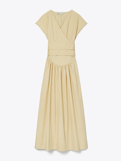 Tory Burch Cotton poplin wrap dress in Sand Khaki at Collagerie