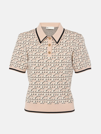 Tory Burch Logo jacquard polo top at Collagerie