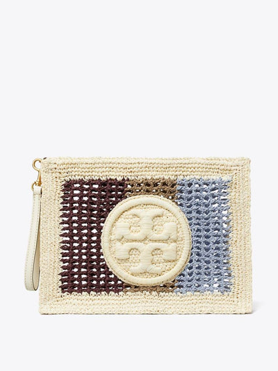 Tory Burch Ella crochet striped pouch at Collagerie