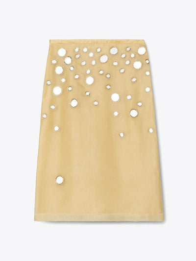 Tory Burch Embellished mirror skirt at Collagerie