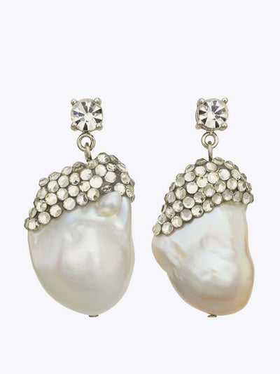 Tory Burch Moondance crystal and pearl drop earrings at Collagerie