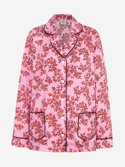Emilia Wickstead Pink red roses Trina blouse at Collagerie