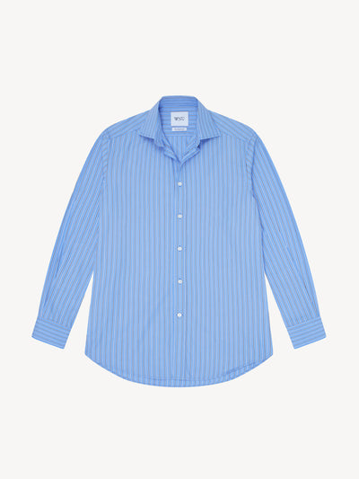 With Nothing Underneath Blue tri-stripe fine poplin Boyfriend shirt at Collagerie