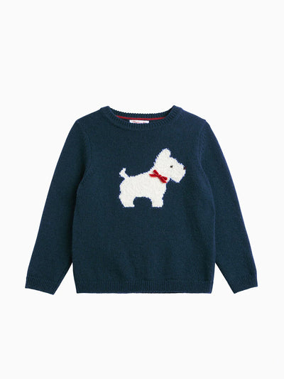 Trotters Scottie bouclé jumper at Collagerie