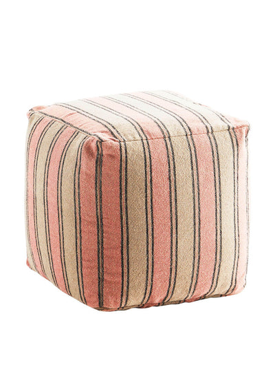 Madam Stoltz Coral stripe pouf at Collagerie