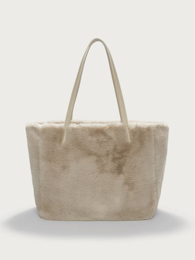 The White Company Recycled faux fur shopper bag at Collagerie
