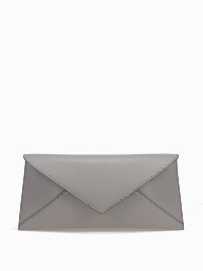 Tyler Ellis Lee 'Lineage' clutch in elephant grey pebbled leather at Collagerie